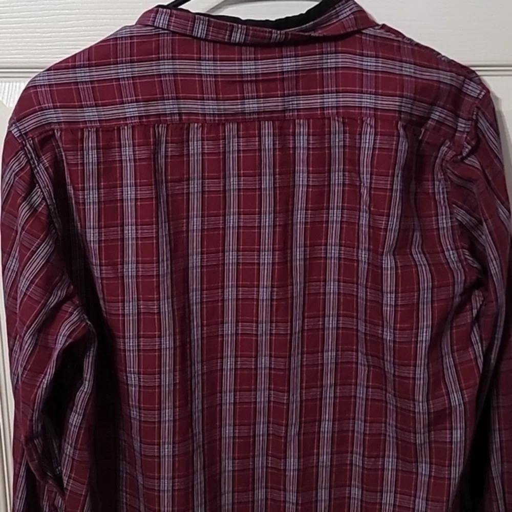 TRUE RELIGION‎ Maroon/White/Black Plaid LS Button-Down Slim Fit Shirt Men's XL